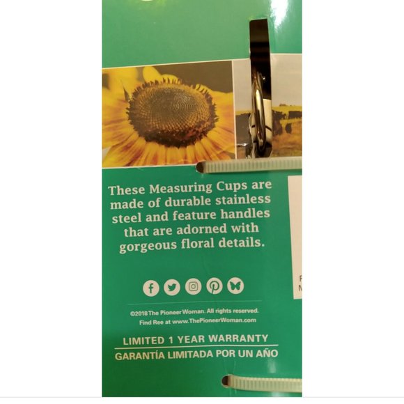 Set Of 4 Measuring Cups Stainless Steel Playful Posy Embossed - Picture 7 of 8